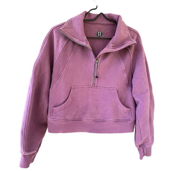 Lululemon Womens XS Oversized Half-Zip Pullover Sweatshirt Purple Cotton & Span - Picture 2 of 9